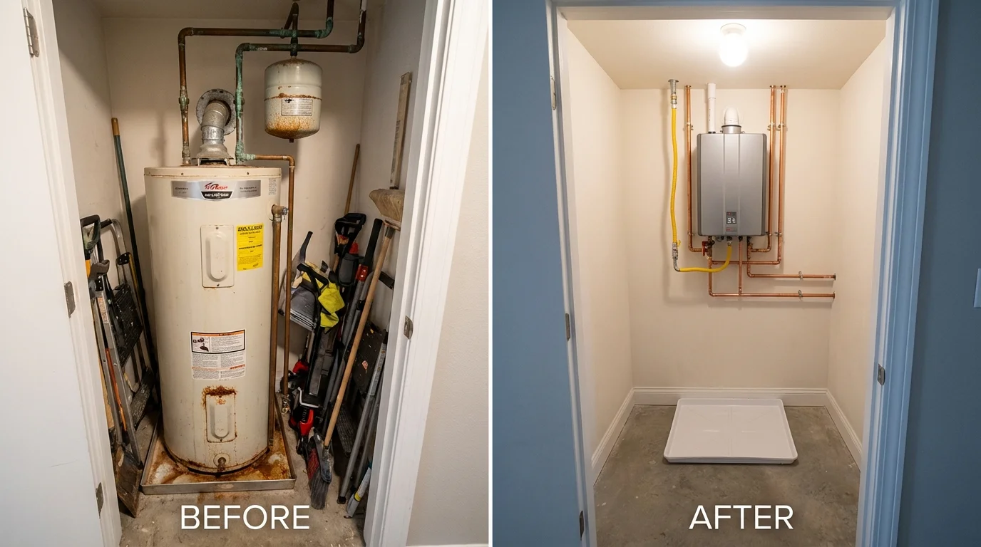 Tank water heater versus wall-mounted tankless unit comparison for Trenton, GA homeowners